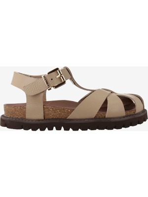   Kadın Sandalet G106774 Genuins Howea  Embossed Leather Taupe