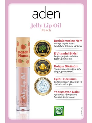 Aden Jelly Lip Oil - Dudak Yağı Peach (Şeftali)
