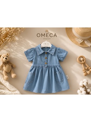 Omeca Concept Kız Bebek Cepli Kot Görünümlü Yazlık Elbise