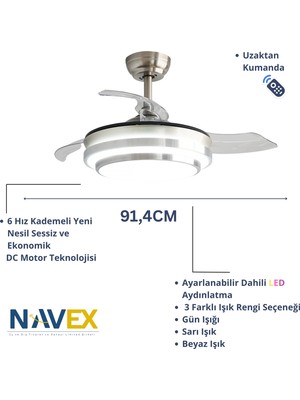 Navex S.j Gizli Kanat Tavan Vantilatörü 92CM