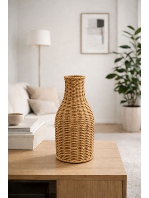 Empressco Şık Hasır Rattan Dekoratif Vazo, Çiçekleriniz Için 30X14CM