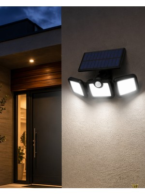 Karahanbey Solar Sensörlü LED Projektör Hareket Algılayıcılı Güneş Enerjili Bahçe Lambası Dış Mekan Aydınlatma