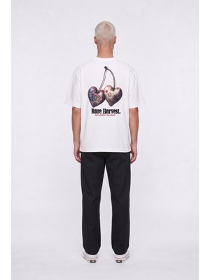 Respire Erkek Harvest Baskılı Oversize T-Shirt Ekru
