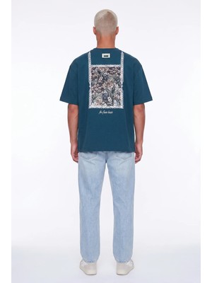 Respire Erkek Ffb Vintage Nakışlı Oversize T-Shirt Zümrüt