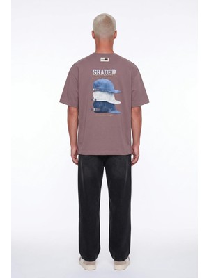 Respire Erkek Shaded Baskılı Oversize T-Shirt Kahve