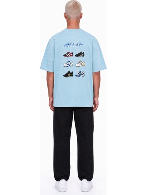 Respire Erkek Goats Baskılı Oversize T-Shirt Bebe Mavi