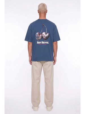 Respire Erkek Harvest Baskılı Oversize T-Shirt Lacivert