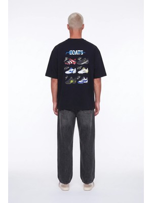 Respire Erkek Goats Baskılı Oversize T-Shirt Siyah