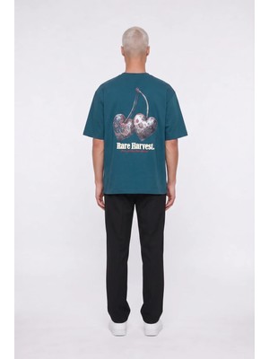 Respire Erkek Harvest Baskılı Oversize T-Shirt Zümrüt