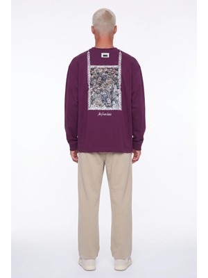 Respire Erkek Ffb Vintage Nakışlı Oversize T-Shirt Vişne