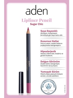 Aden Lipliner Pencil - Dudak Kalemi 26 Sugar Chic(Koyu Gül Kurusu)