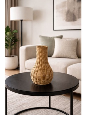 Empressco Doğal Hasır Rattan Çiçek Vazosu, Dekoratif Aksesuar 24X12CM