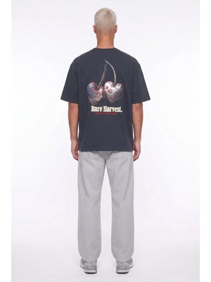 Respire Erkek Harvest Baskılı Oversize T-Shirt Siyah
