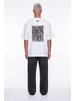 Respire Erkek Ffb Vintage Nakışlı Oversize T-Shirt Ekru