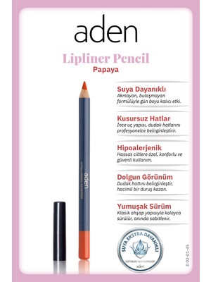 Aden Lipliner Pencil - Dudak Kalemi 45 Papaya(Turuncu)
