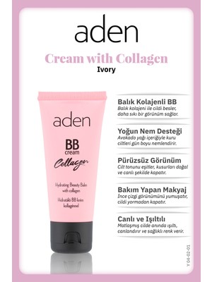 Aden Bb Cream With Collagen - Kolajenli Bb Krem 01 Ivory(Fildişi)