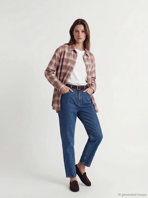 Lc Waikiki Yeni Sezon Beli Lastikli Mom Fit Kadın Jean Pantolon