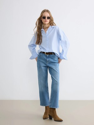 Lc Waikiki Yeni Sezon Beli Kemerli Wideleg Kadın Jean Pantolon