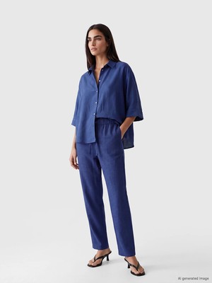 Lc Waikiki Yeni Sezon Beli Lastikli Keten Karışımlı Kadın Pantolon