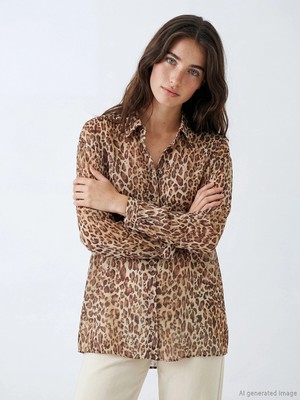 Lc Waikiki Yeni Sezon Leopar Desenli Kadın Gömlek Tunik