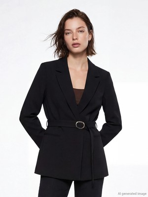 Lc Waikiki Yeni Sezon Kemerli Krep Kadın Blazer Ceket