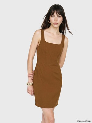 Lc Waikiki Yeni Sezon Kare Yaka Belden Oturtmalı Mini Elbise