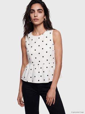 Lc Waikiki Yeni Sezon Bisiklet Yaka Puantiyeli Peplum Bluz