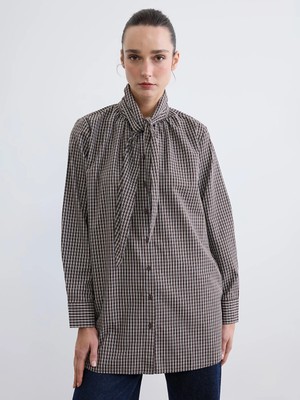 Lc Waikiki Yeni Sezon Bebe Yaka Ekose Oversize Kadın Gömlek Tunik