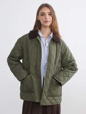 Lc Waikiki Yeni Sezon Kadife Gömlek Yaka Oversize Kadın Şişme Mont