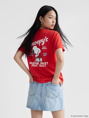 Lc Waikiki Yeni Sezon Snoopy Baskılı %100 Pamuklu Kadın Tişört
