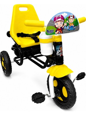 Babyhope Prens Üç Tekerlekli Çocuk Bisikleti – Emniyet Kemerli, Suluklu, Arka Sepetli (Sarı-Siyah)