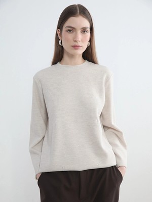 Lc Waikiki Yeni Sezon Bisiklet Yaka Taşlı Kadın Sweatshirt Tunik