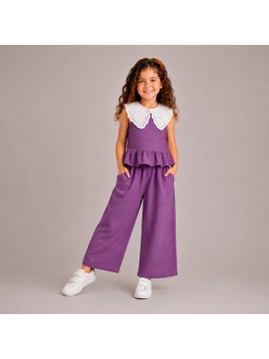 Ozzy Kids Kız Çocuk Yakalı Müslin Kumaş Takım