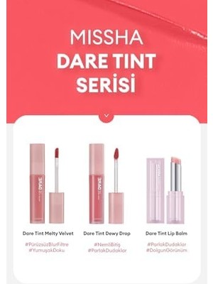 Uzun Süre Kalıcı, Bulaşma Yapmayan, Kadifemsi Bitiş Sunan Tint Dare Tint Melty Velvet (Rosy Cloud)