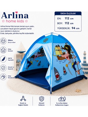Arlina Home Kids Korsan Temalı Çocuk Çadır 112*112*94 cm