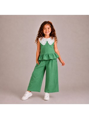 Ozzy Kids Kız Çocuk Yakalı Müslin Kumaş Takım