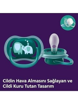 Alkar Ticaret Ultra Air Emzik, 18 Ay+, Erkek Bebekler Için, 2’li Paket, Ortodontik Silikon, Geniş Hava Delikli, Mikrodalga Sterilize Edilebilir, Bpa Içermez, SCF349/18