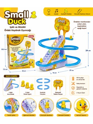Small Duck Merdivenli Ördek Kaydırak Oyuncağı Işıklı ve Müzikli Eğitici Oyuncak