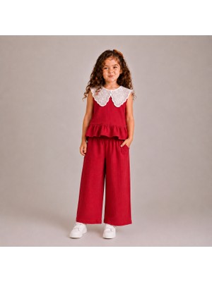 Ozzy Kids Kız Çocuk Yakalı Müslin Kumaş Takım