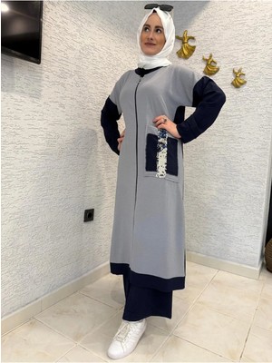 Aysun Aydemir Tesettür Yazlık Lacivert/gri Aerobin Eşofman Takım