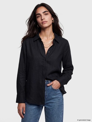 Lc Waikiki Yeni Sezon Oversize Kadın %100 Keten Gömlek