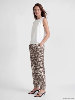 Lc Waikiki Yeni Sezon Beli Lastikli Zebra Desenli Kadın Pantolon