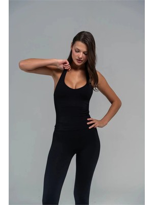 Kadın Spor Atlet - Halter Yaka Dahili Sütyenli Dikişsiz Toparlayıcı Spor Atlet Büstiyer