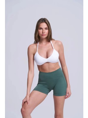 Halter Yaka Dikişsiz Sporcu Sütyeni Bralet Esnek Toparlayıcı Pilates Büstiyer Sütyen