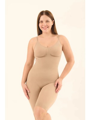 Paçalı Tam Full Vücut Body Korse - Dikişsiz Toparlayıcı Karın Bel Basen Bacak Şekillendirici