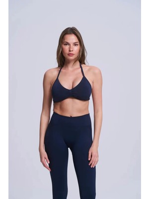 Halter Yaka Dikişsiz Sporcu Sütyeni Bralet Esnek Toparlayıcı Pilates Büstiyer Sütyen