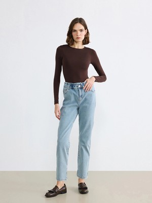 Lc Waikiki Yeni Sezon Beli Lastikli Slim Mom Kadın Jean Pantolon