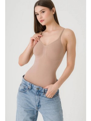 Kadın Toparlayıcı Korse Body - Korse Dikişsiz Ayarlanabilir Askılı Bel Karın Şekillendirici