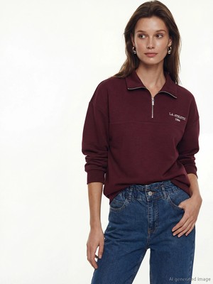 Lc Waikiki Yeni Sezon Nakışlı Soft Touch Oversize Kadın Sweatshirt Tunik