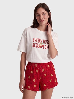 Lc Waikiki Yeni Sezon Bisiklet Yaka Kadın Şortlu Pijama Takımı